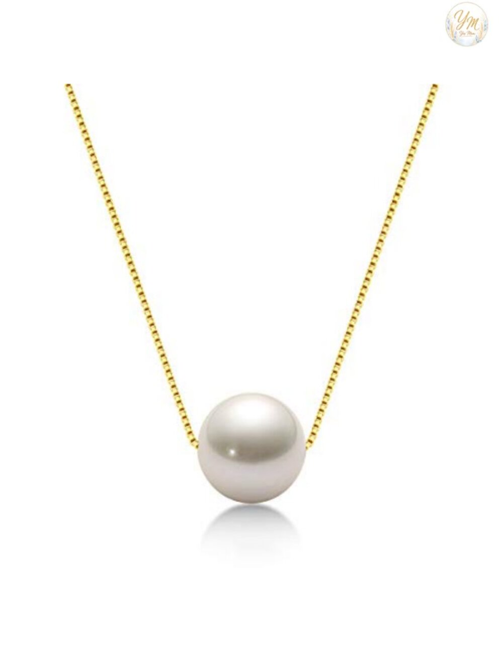 925 Sterling Silver Freshwater Pearl Pendant Necklace Women Round 8mm